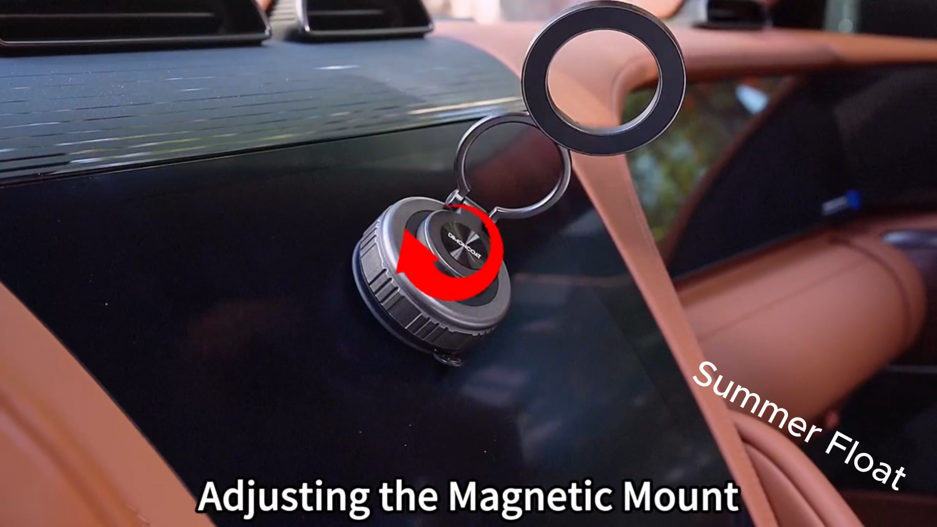 Load video: 1. Clean the mounting surface before use2. Place the suction base on a clean, dry, and smooth, flat surface.3. Adjust the angle to the desired position.4. Place the phone on the holder and check for stability before moving.