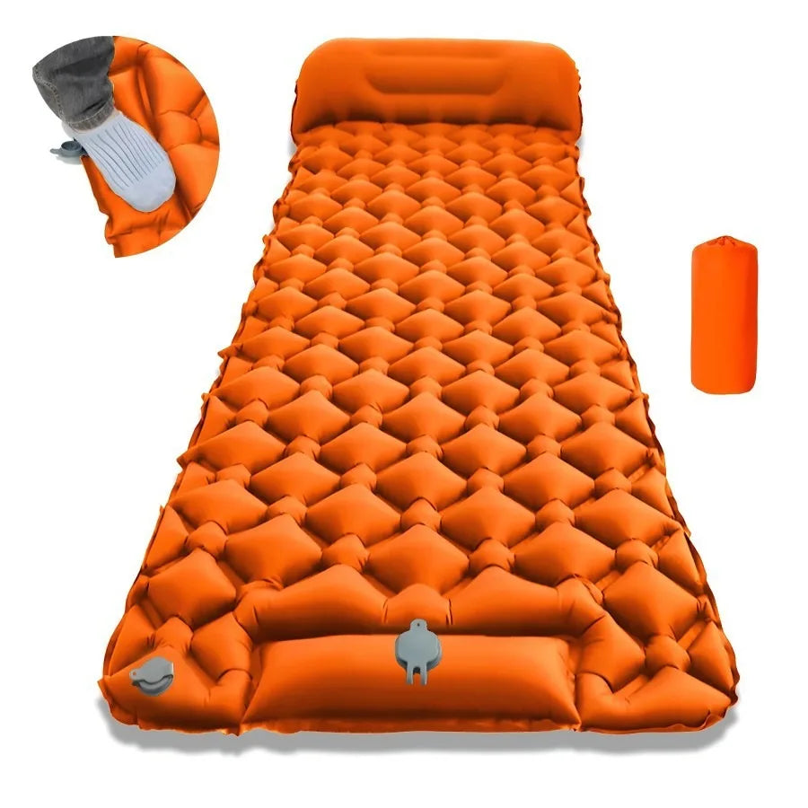 Outdoor Sleeping Pad Camping Inflatable Mattress with Pillows